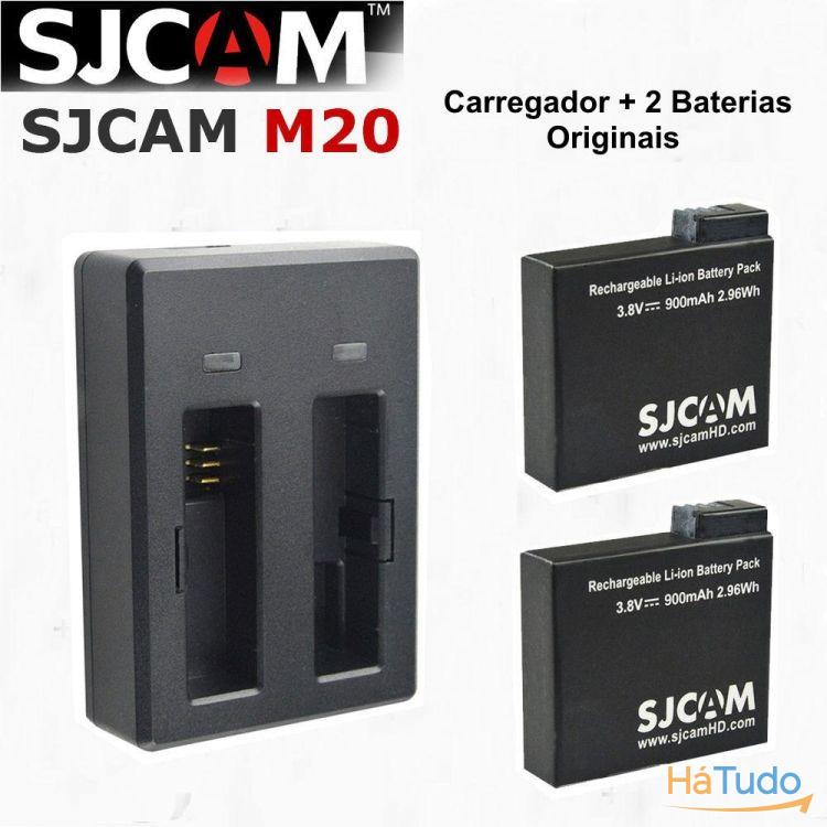 Carregador Duplo USB + 2 Baterias SJCAM M20