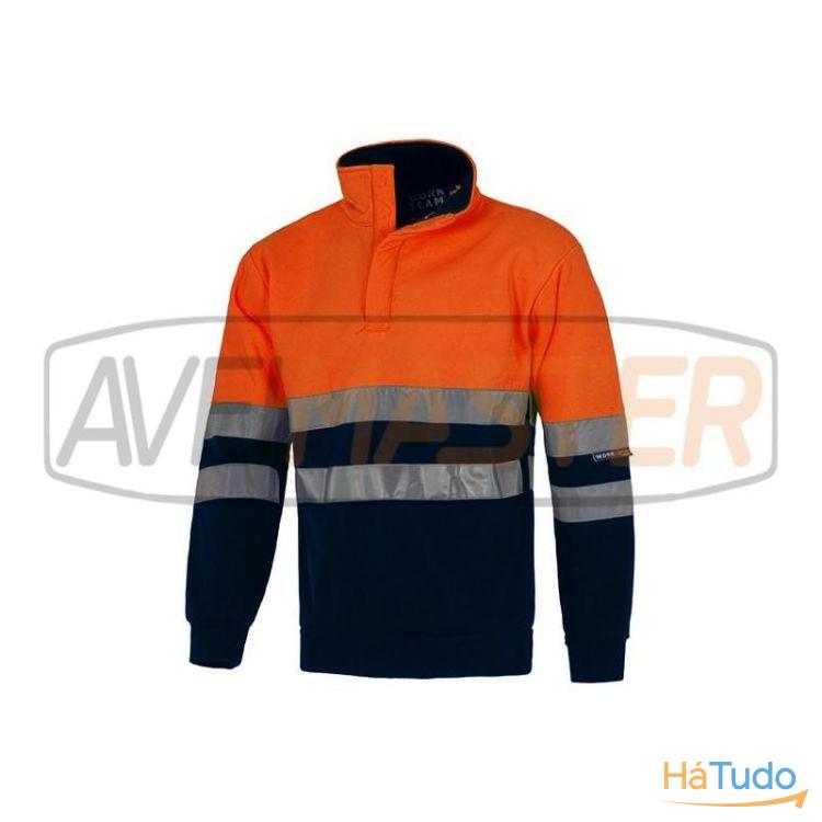 Sweatshirt gola alta c/2 fitas reflet Laranja/Azul C3839 -XL Sweatshirt gola alta c/2 fitas reflet Laranja/Azul C3839 -XL