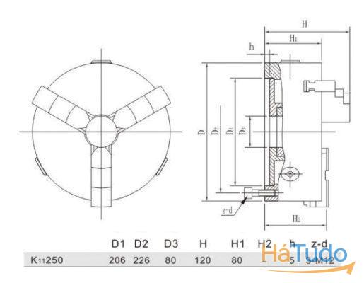 Bucha 3 grampos 125mm Bucha 3 grampos 125mm