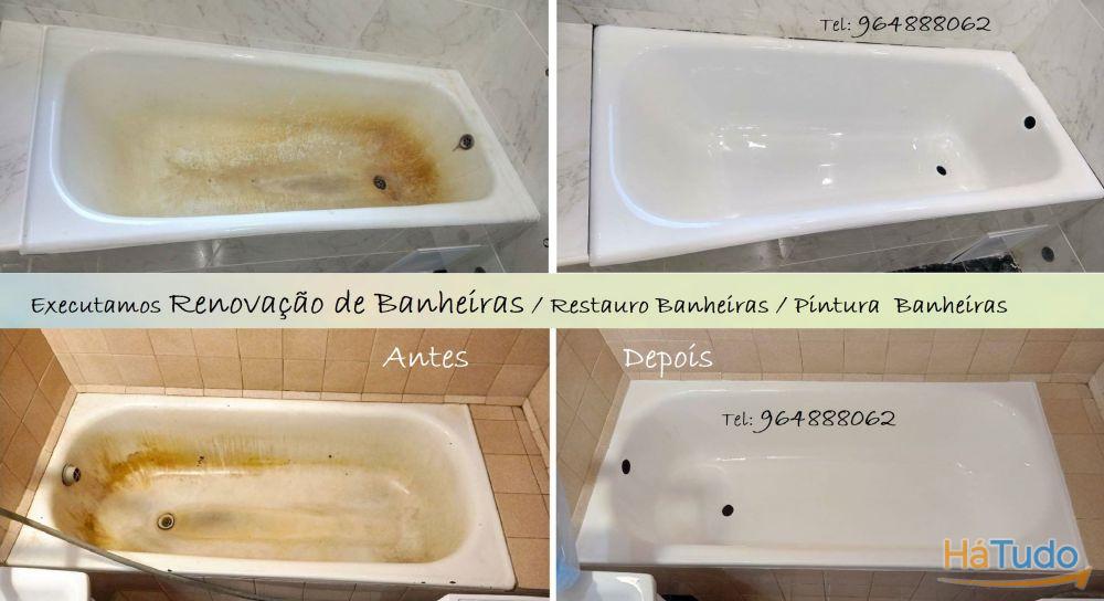 Renovação Banheiras, Restauro de banheiras, Pintura de Banheiras - esmaltagem, vitrificação, ..