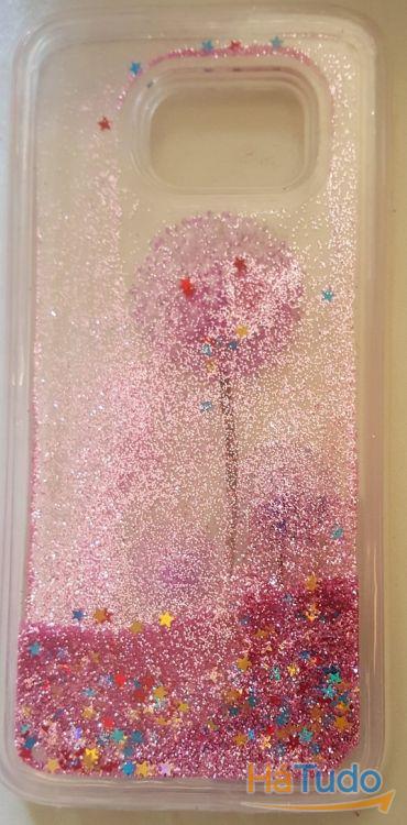 Capa Flores Com Brilhantes Rosa Samsung Galaxy S7 Edge