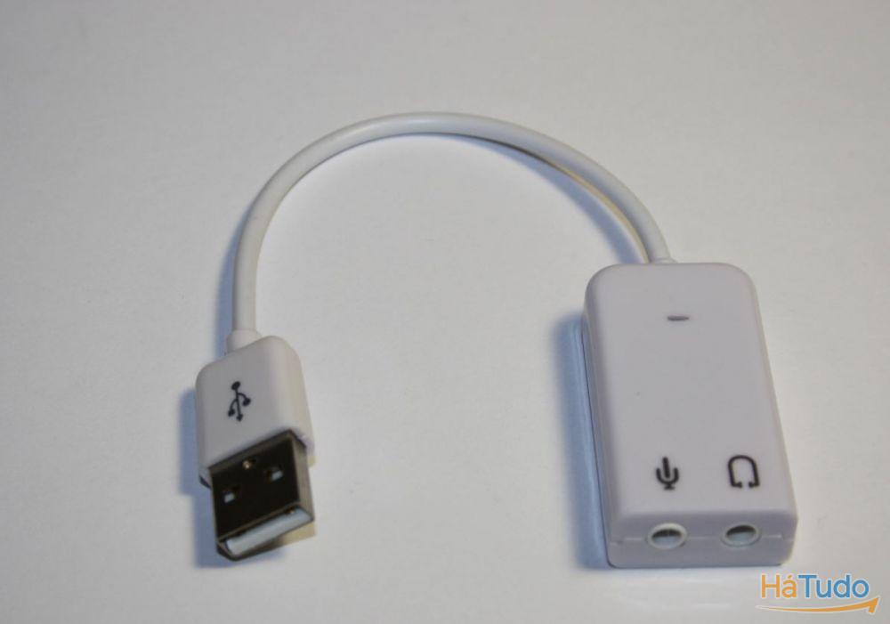 Adaptador de Placa de Som Externa USB 2.0 para PC e MAC